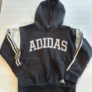 Boys Adidas Sweatshirt/Hoodie  Medium 10-12 ‎ Black And White Pullover Pockets